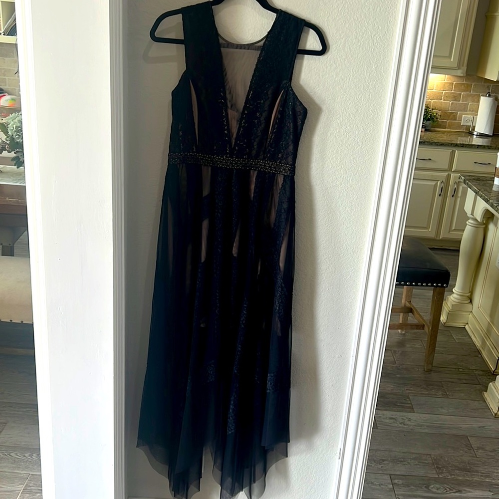BCBG black lace with nude underlay. Great fit photographs so beautifully!